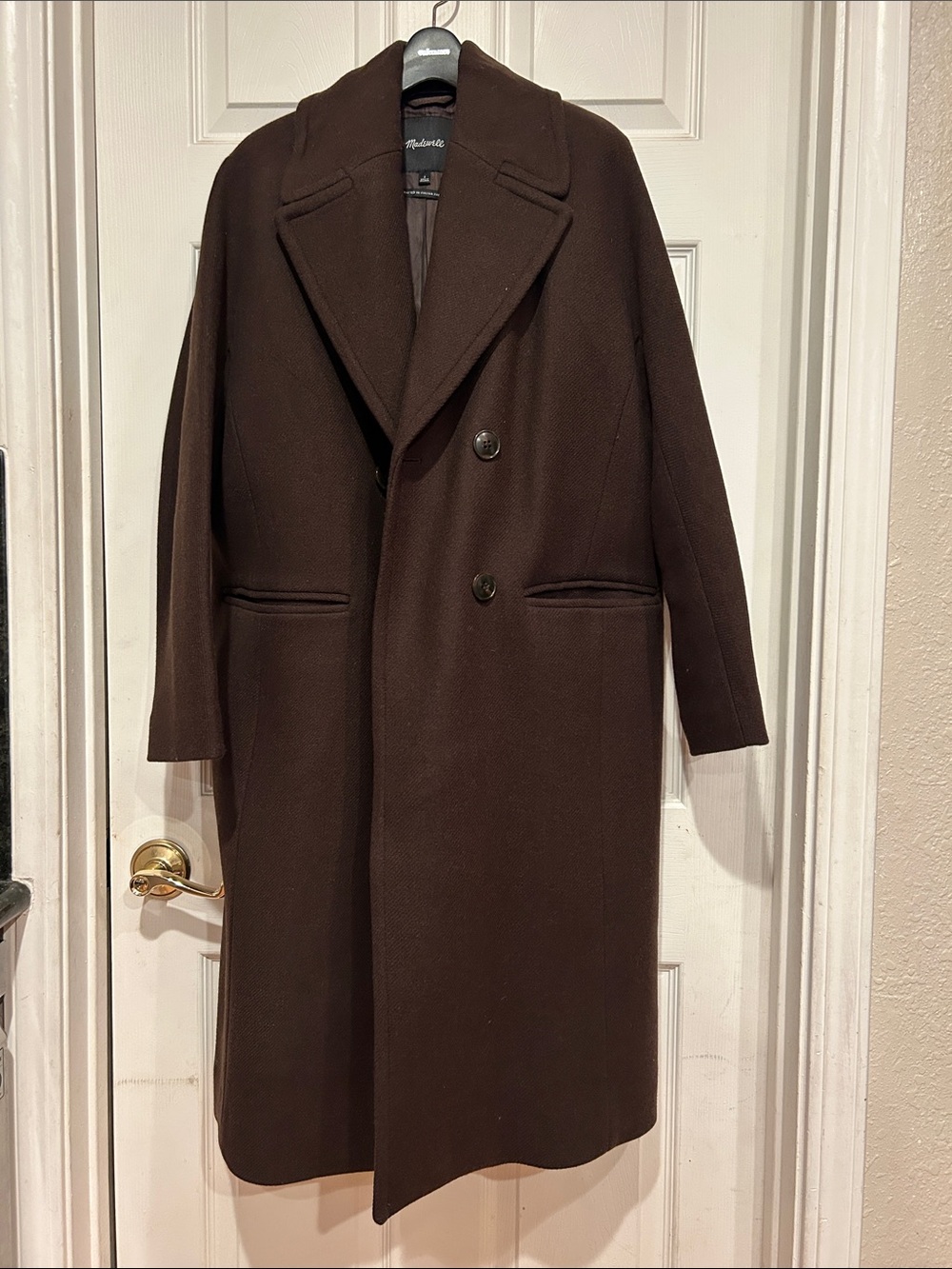Madewell Women’s Double-Breasted Pea Coat in Dark Brown